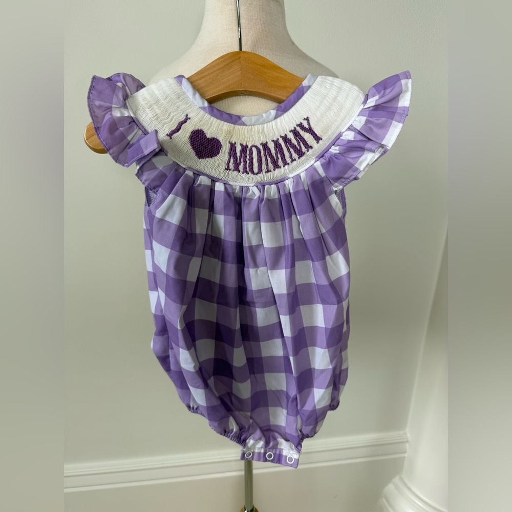 Purple Checkered Kids One Piece